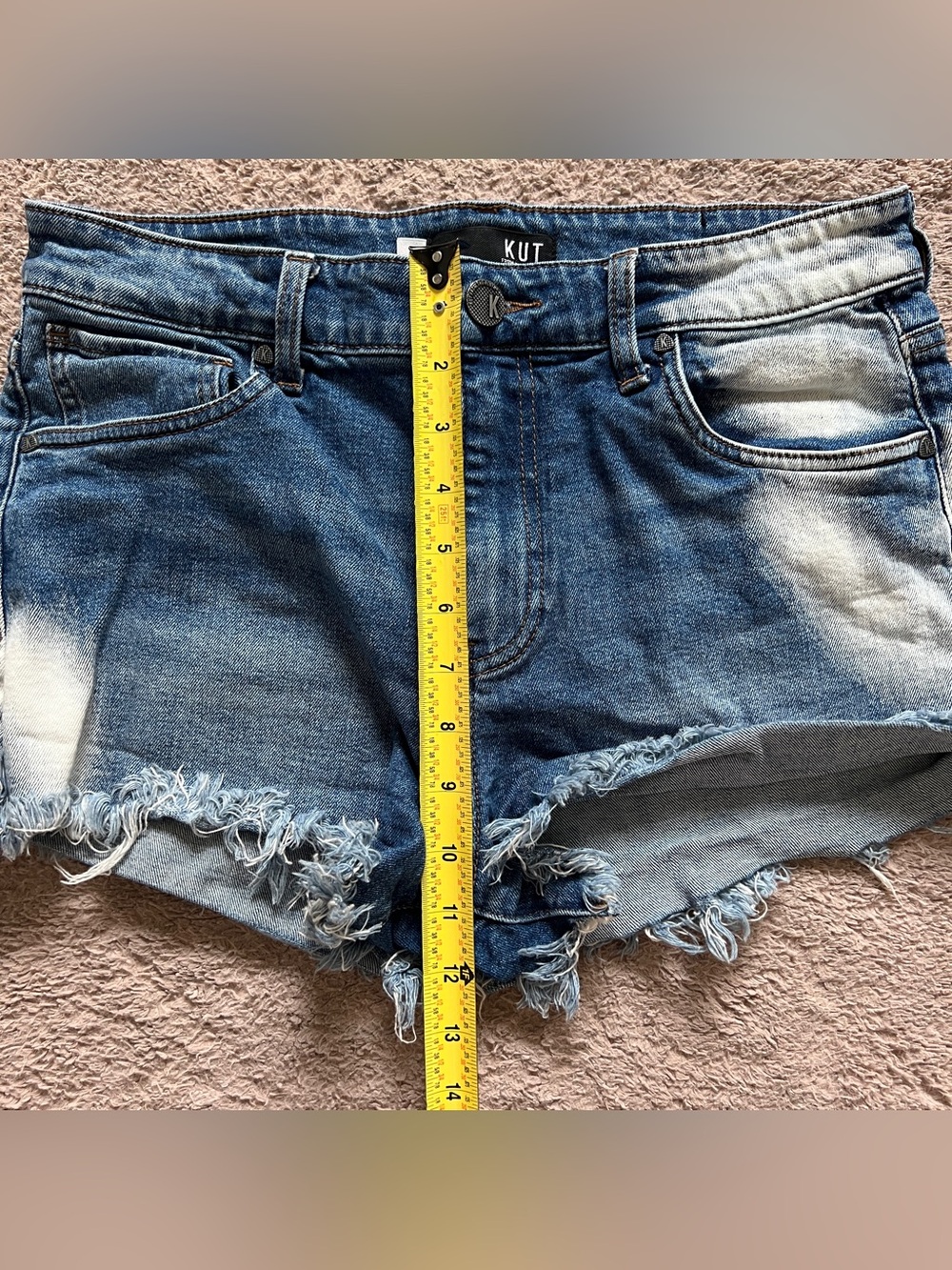Kut from the Kloth Jane High Rise Short Preppy Minimalist Distressed Biker Sz 8 - Picture 5 of 6
